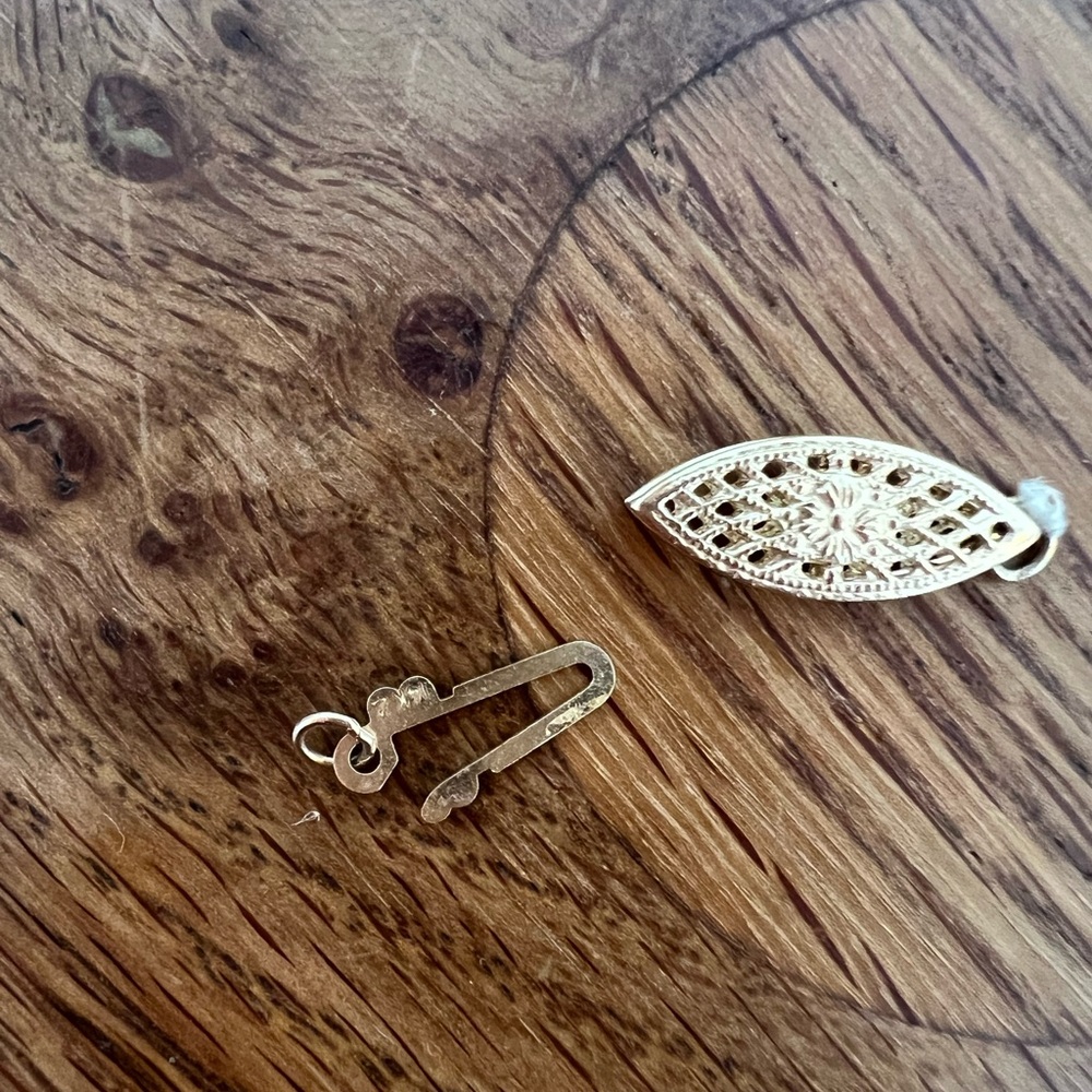 14k filigree fish hook clasp